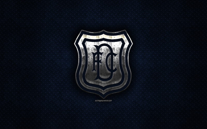 Dundee FC, Scottish football club, blue metal texture, metal logo, emblem, Dundee, Scotland, Scottish Premiership, creative art, football, HD wallpaper