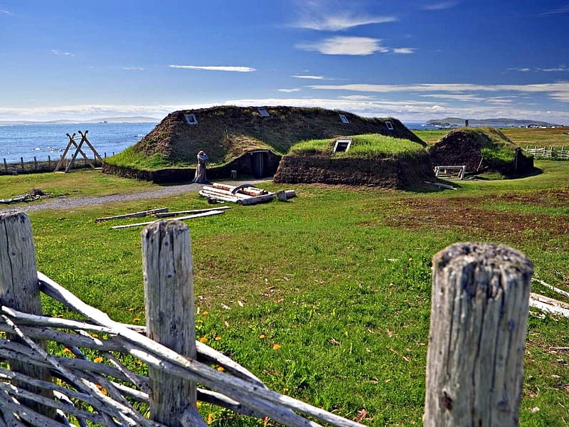 Viking Long House (Reconstructed) ~ NFLD, Ocean, Newfoundland, Viking, Grass, HD wallpaper