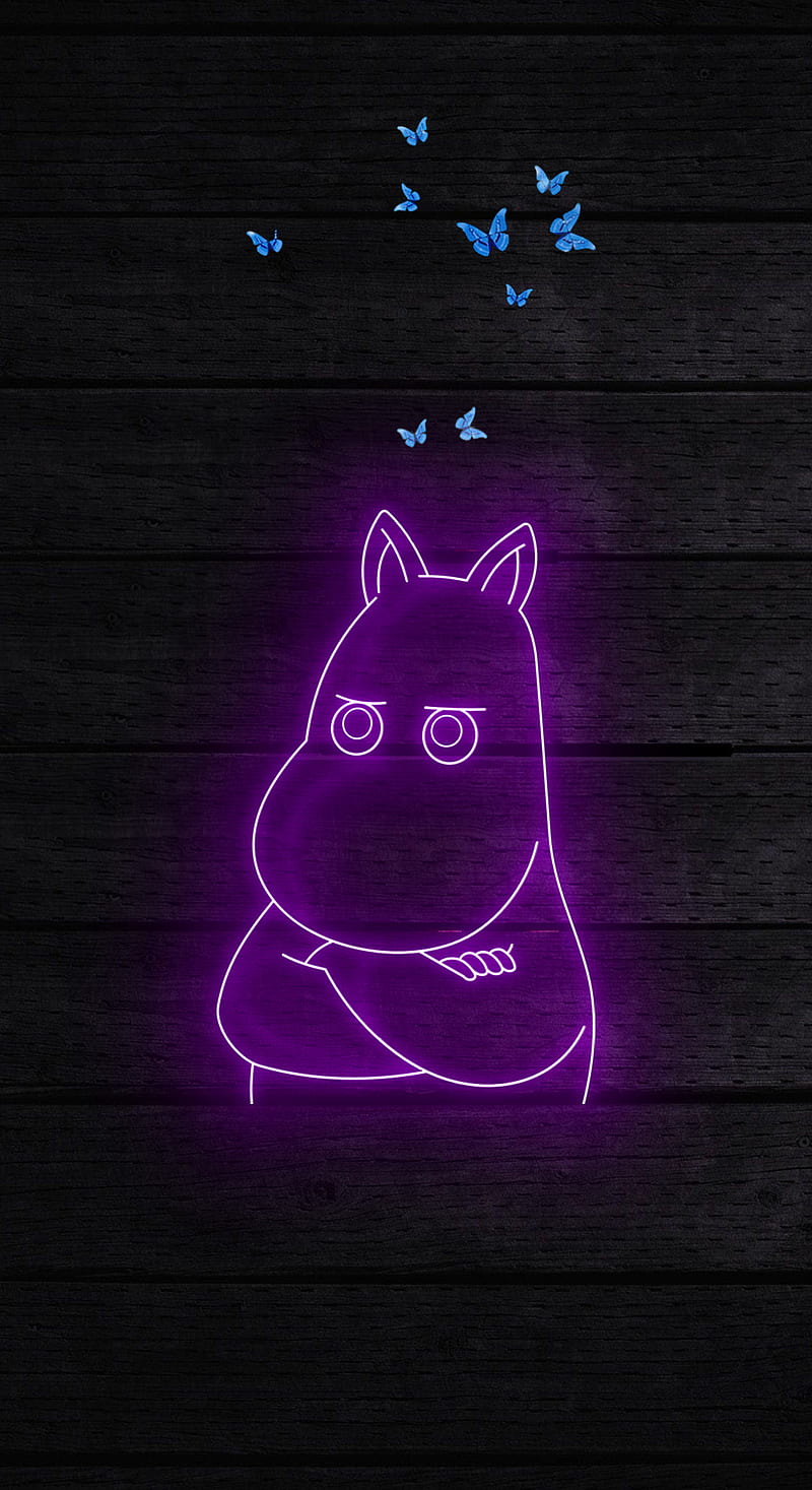 Moomin, animated, butterfly, cartoon, dark, neon, purple, relax, HD phone  wallpaper | Peakpx