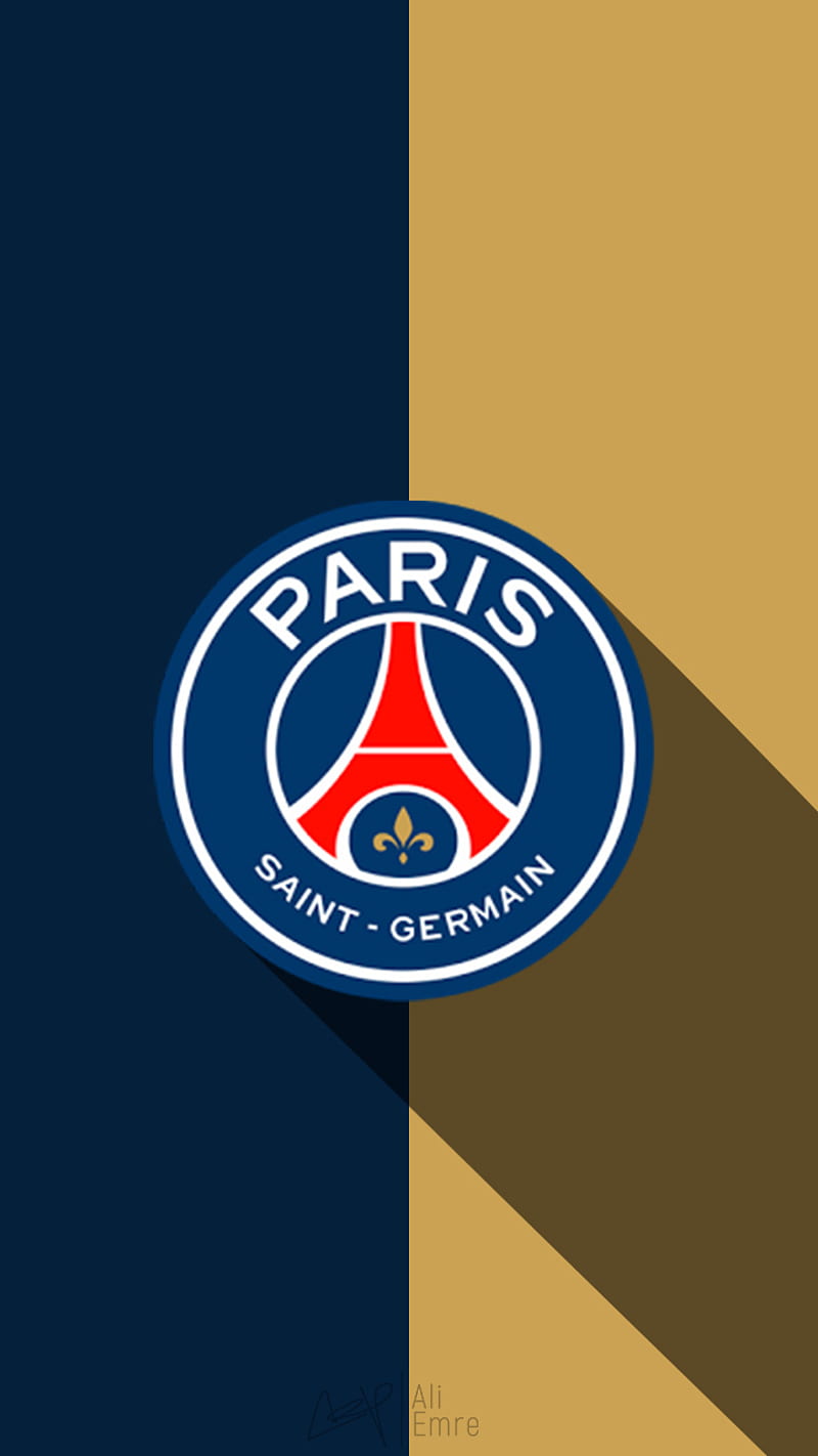 Paris Saint Germain football club logo red blue white 4K wallpaper download