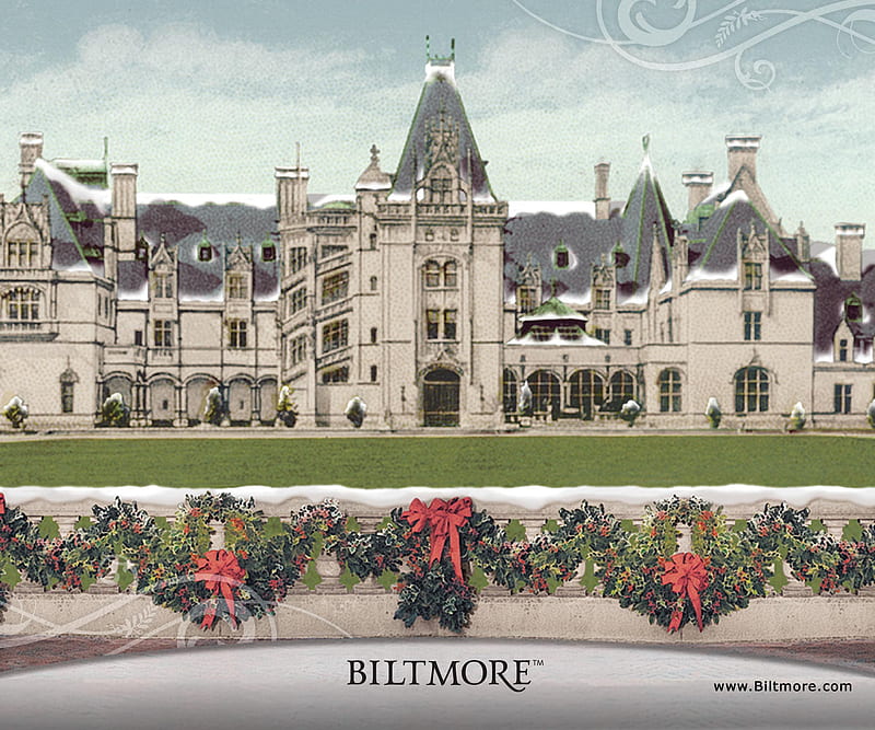 Biltmore House Christmas, architecture, biltmore, christmas, houses, HD wallpaper