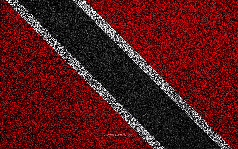 Flag of Trinidad and Tobago, asphalt texture, flag on asphalt, Trinidad and Tobago flag, North America, Trinidad and Tobago, flags of North America countries, HD wallpaper