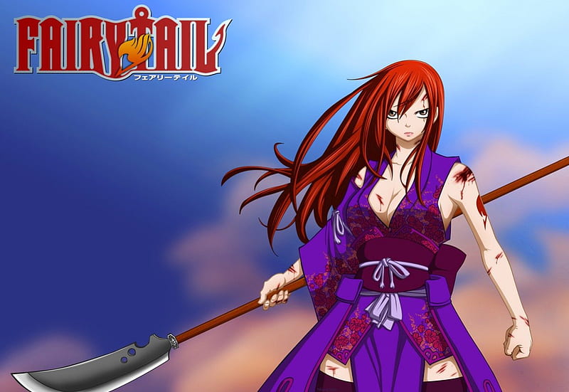 Fairy tail Erza Scarlet, fairy tail, battle, titania, anime, erza, weapon, HD wallpaper