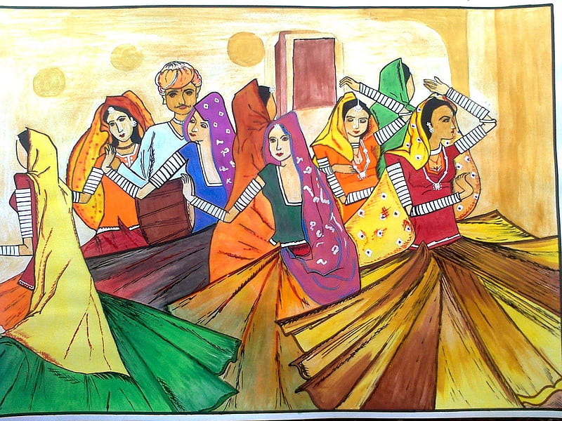 Rajasthani Folk Dance Paintings, HD wallpaper
