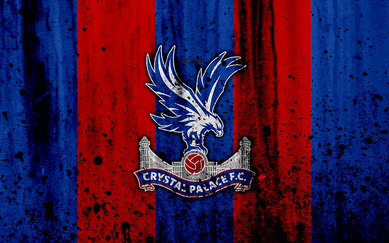 FC Crystal Palace Premier League, logo, England, soccer, football club, grunge, Crystal Palace, art, stone texture, Crystal Palace FC, HD wallpaper