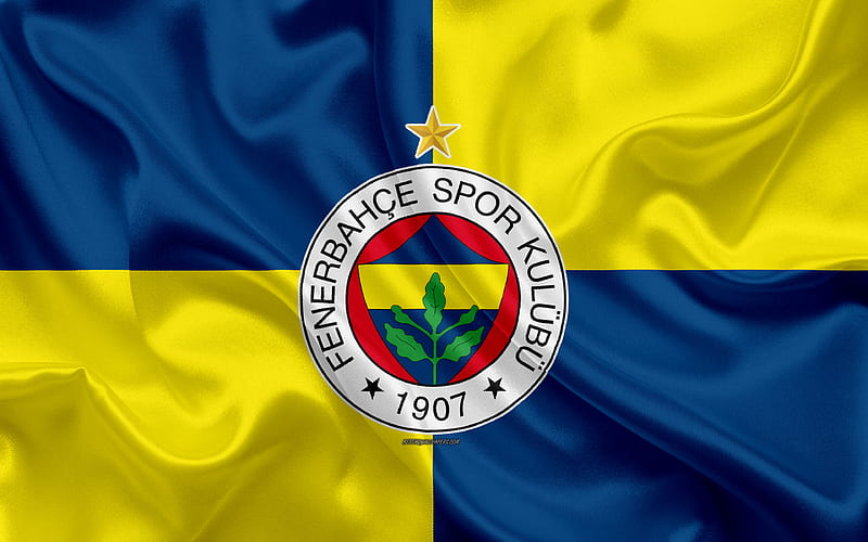 Fenerbahce SK blue yellow silk flag, art, Turkish football club, logo, emblem, Istanbul, Turkey, Fenerbahce, football, silk texture, HD wallpaper