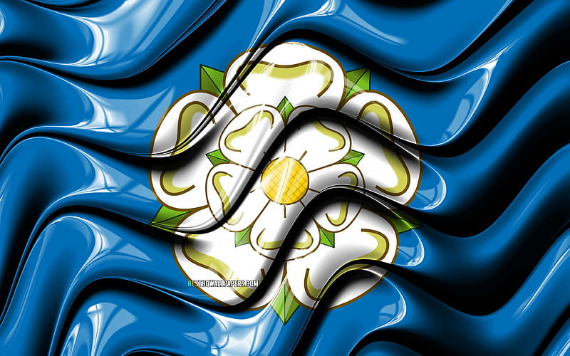 Yorkshire flag Counties of England, administrative districts, Flag of Yorkshire, 3D art, Yorkshire, english counties, Yorkshire 3D flag, England, United Kingdom, Europe, HD wallpaper