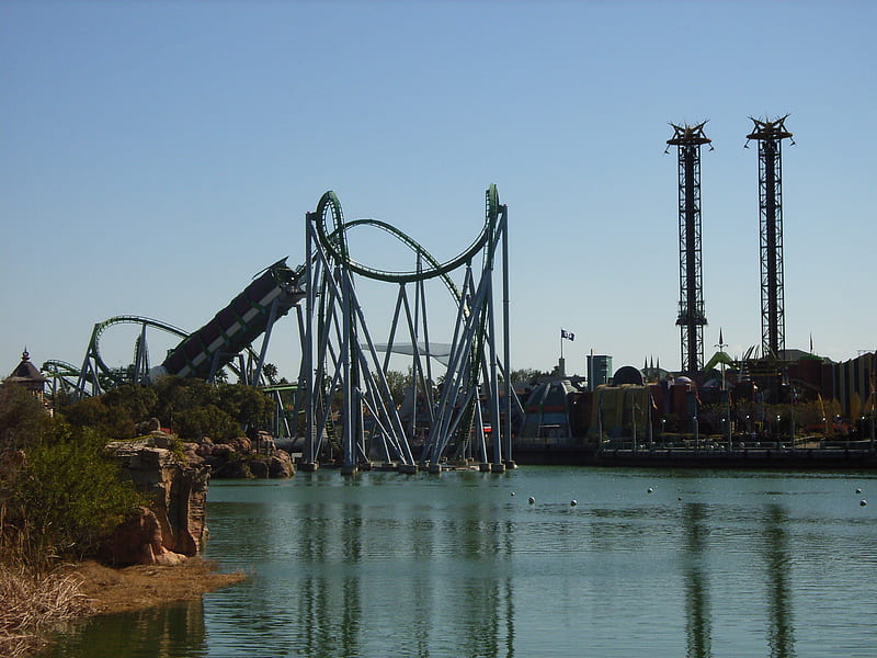 Let's go!, coaster, water, exciting, high, HD wallpaper