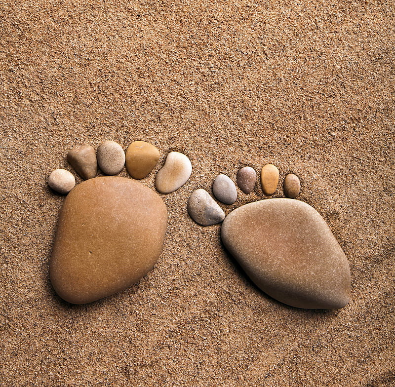 Stone Feet, cute, sand, stones, feet, pebble, steps, HD wallpaper