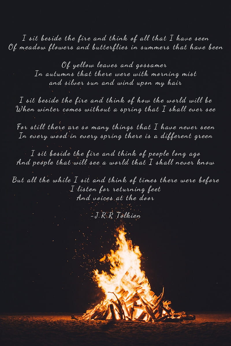 Beside The Fire, deep, jrrtolkien, jrrtolkienquote, poem, quotes, thoughtful, tolkien, HD phone wallpaper
