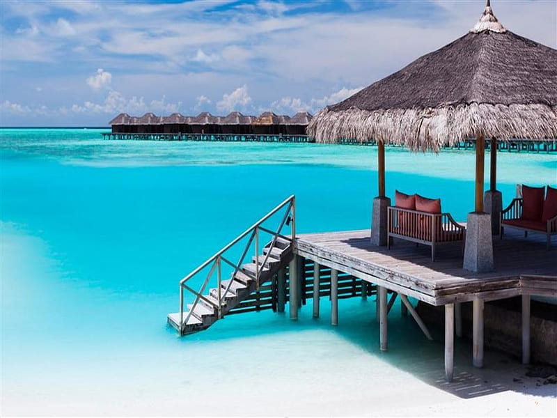 Beach resort, beach, Ocean, Honeymoon, Maldives, HD wallpaper