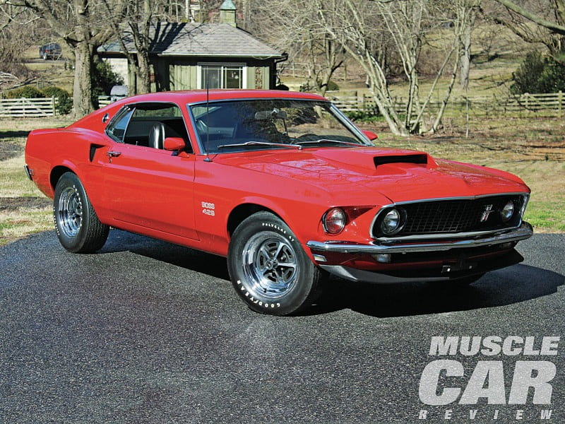 Boss 429, mustang, red, classic, ford, HD wallpaper