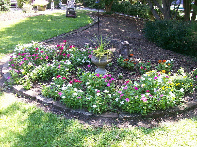 Flower Garden, Yard, Garden, Flowers, Summer, HD wallpaper | Peakpx