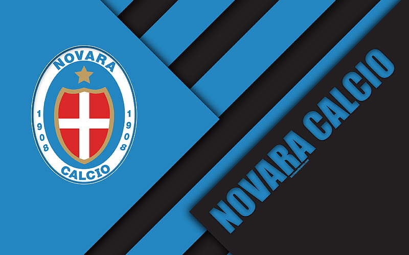 Novara Calcio material design, logo, black and blue abstraction, emblem, Italian football club, Novara, Italy, Serie B, HD wallpaper