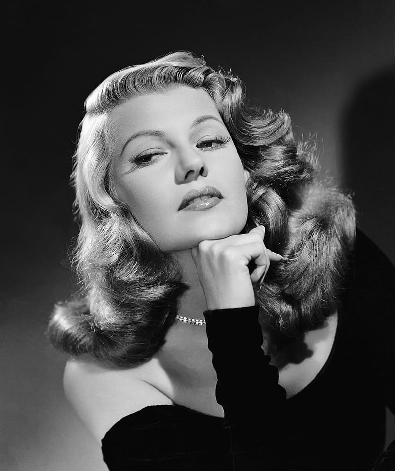 Rita Hayworth, actress, women, curly hair, monochrome, blonde, vintage, HD phone wallpaper