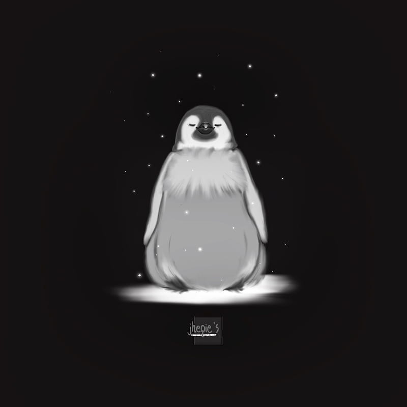 Penguin, black, black and white, cute, gray, gris, white, HD phone wallpaper  | Peakpx