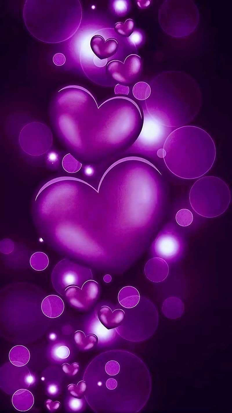 Purple Colour, Purple Hearts, love, HD phone wallpaper