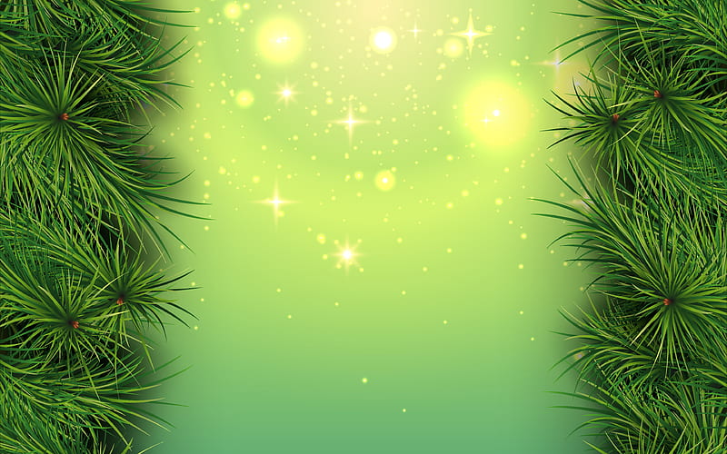 Christmas tree frame, green background, Christmas background, creative frame, HD wallpaper