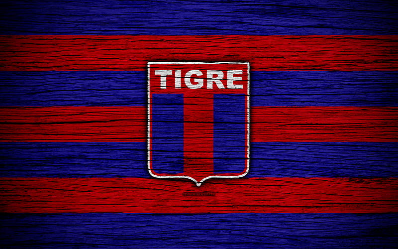 Tigre Superliga, logo, AAAJ, Argentina, soccer, Tigre FC, football club, wooden texture, FC Tigre, HD wallpaper