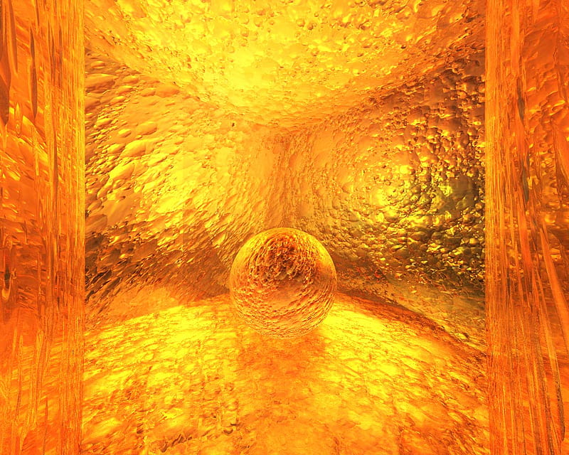Bright Room, ball, orange, bright, yellow, room, abstract, HD wallpaper
