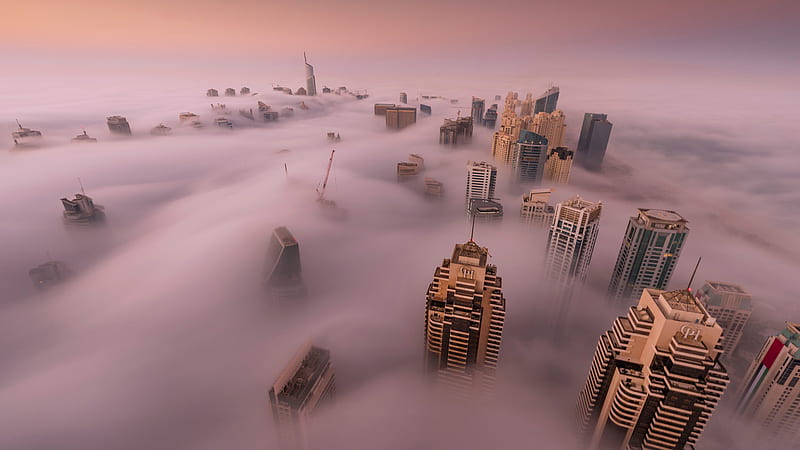 Fog Covered City Dubai United Arab Emirates Travel, HD wallpaper