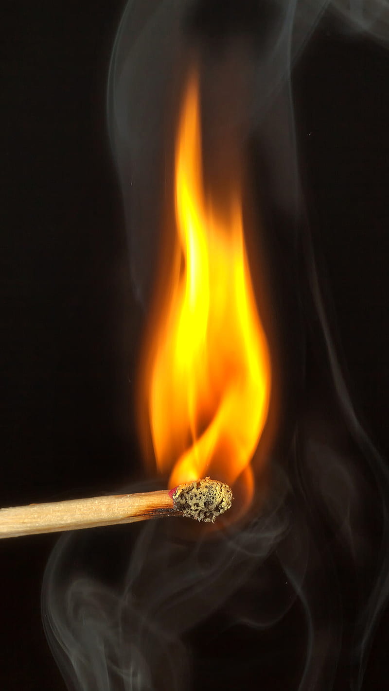 Match, burn, fire, smoke, wooden, HD phone wallpaper