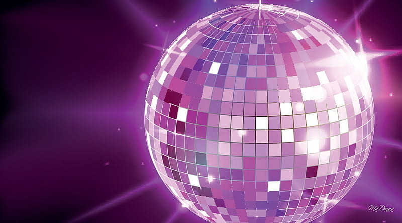 Purple Disco Ball, disco, shine, lavender, sparkle, club, purple, party, seventies, dance, HD wallpaper