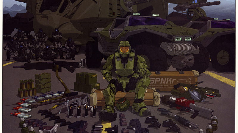 Halo Master Chief With Weapons And Vehicle Games, HD wallpaper