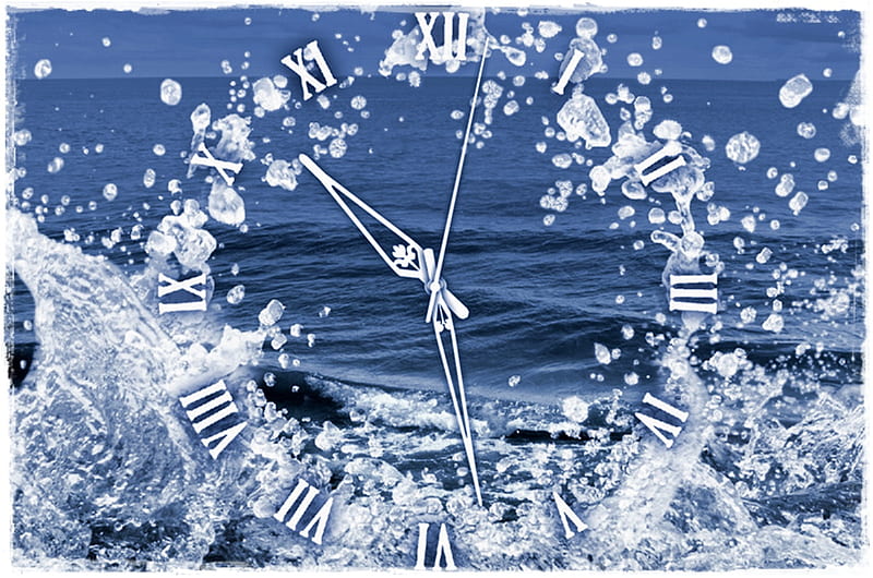 Water Clock, clock, water, abstract, blue, HD wallpaper