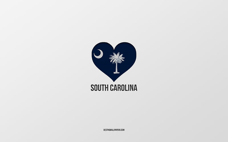 I Love South Carolina, American States, gray background, South Carolina State, USA, South Carolina flag heart, favorite cities, Love South Carolina, HD wallpaper