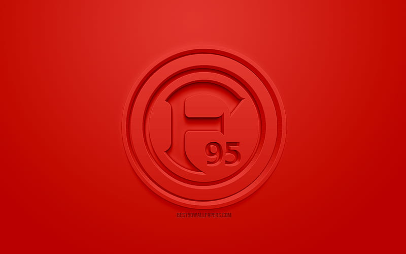Fortuna Dusseldorf, creative 3D logo, red background, 3d emblem, German football club, Bundesliga, Dusseldorf, Germany, 3d art, football, stylish 3d logo, HD wallpaper