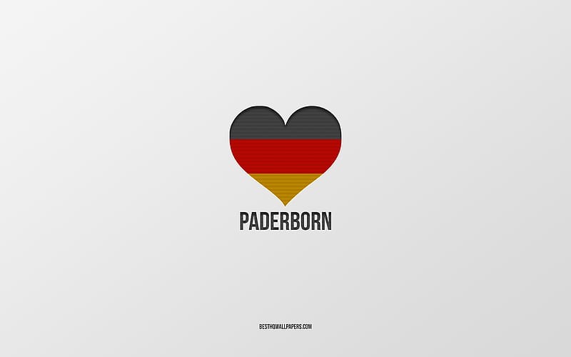 I Love Paderborn, German cities, gray background, Germany, German flag heart, Paderborn, favorite cities, Love Paderborn, HD wallpaper