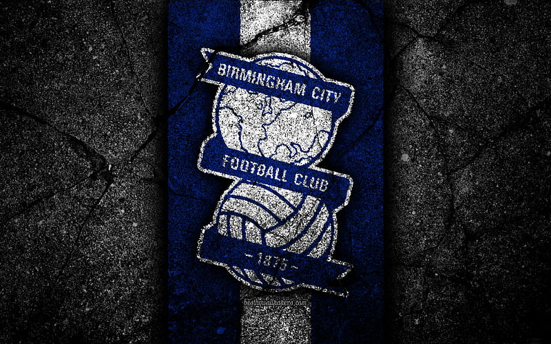Birmingham City FC, logo, EFL Championship, black stone, football club, England, Birmingham City, soccer, emblem, asphalt texture, FC Birmingham City, HD wallpaper
