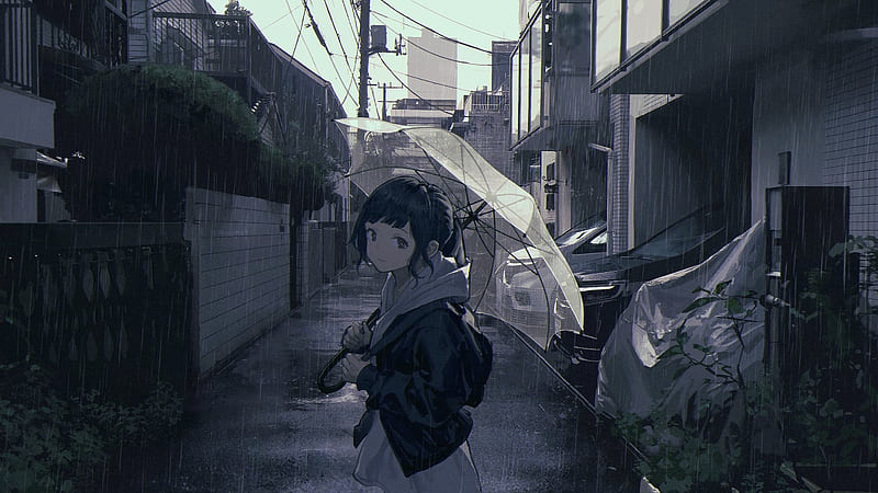 Anime, Original, Girl, rain, Umbrella, HD wallpaper | Peakpx
