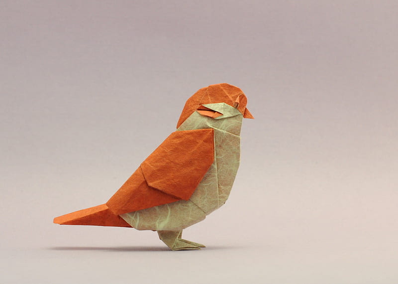 Bird Origami, origami, birds, creative, HD wallpaper