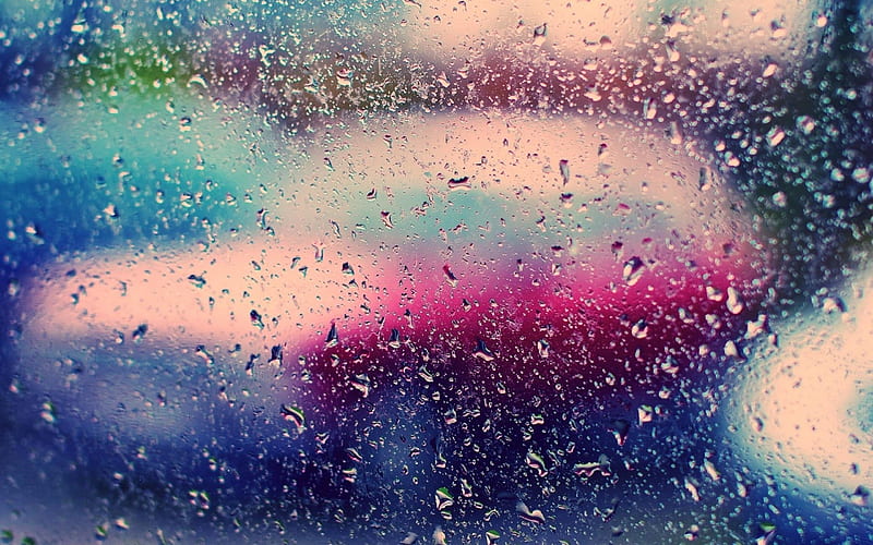 Glass Rain Droplets Colorful-High Quality, HD wallpaper