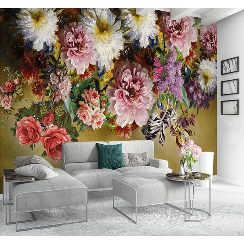 WANGC Hand Painted Floral - Oil Painting Flower Wall Mural, Colorful Flower Poster Home Decor inches : Tools & Home Improvement, Hand Drawn Floral, HD phone wallpaper