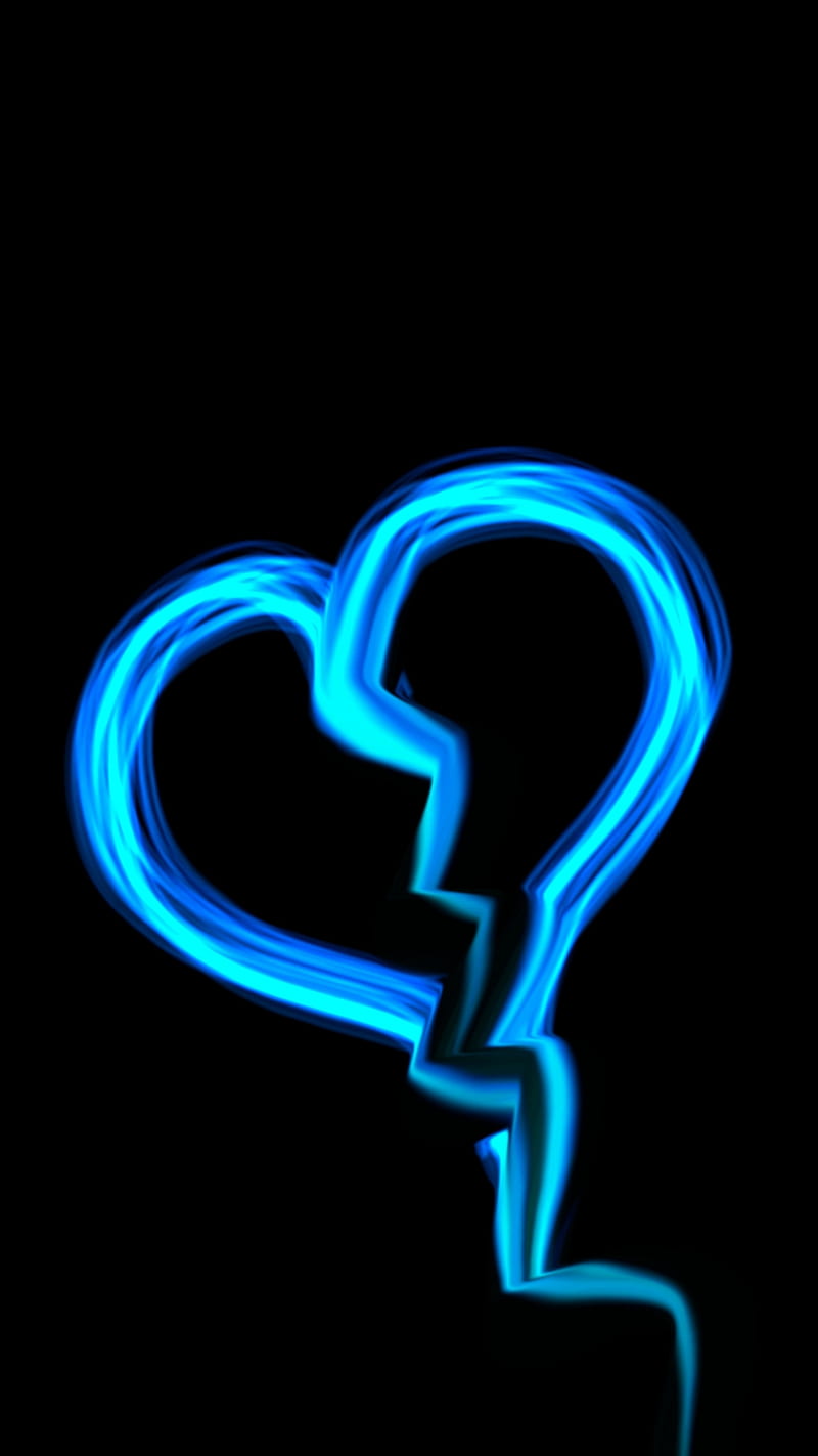 broken neon heart, blue, broken, heart, hurt, loveurhunny, neon, HD phone wallpaper