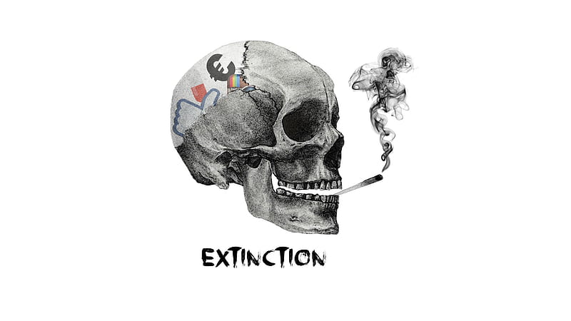 Social Network Extinction, inspiration, skull, smoking, HD wallpaper