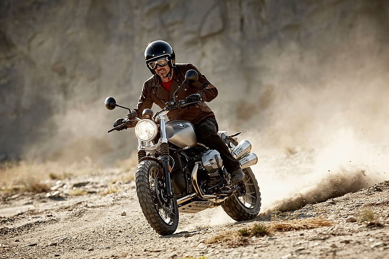 male, scrambler, 2016, rninet, bmw, helmet, HD wallpaper