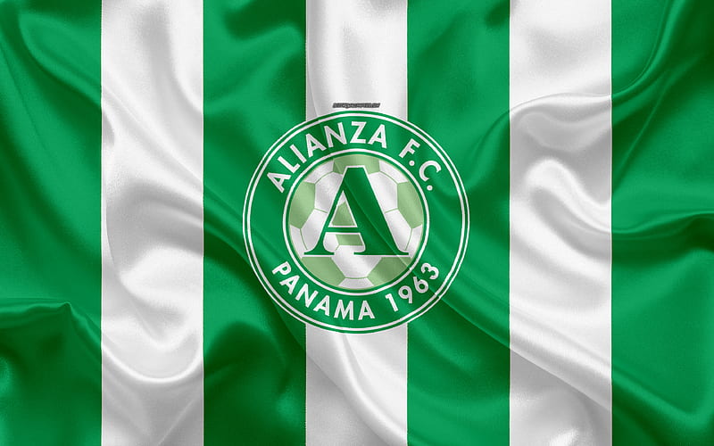Alianza FC logo, silk texture, Panama football club, white green flag, emblem, Panamanian Football League, LPF, Panama, football, HD wallpaper