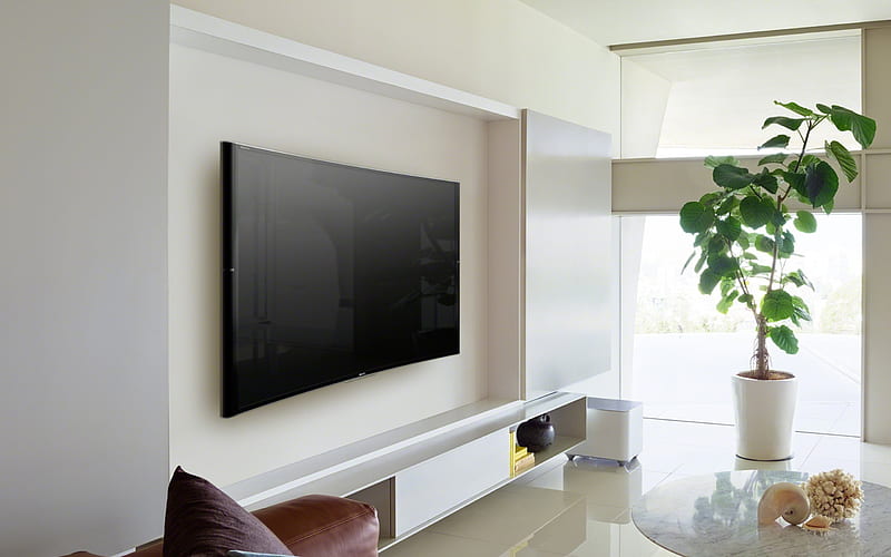 modern interior, living room, large TV, Sony Bravia S90, HD wallpaper