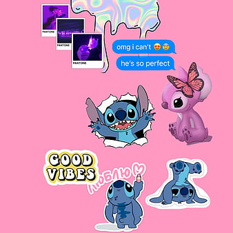 Aesthetic stitch aesthetic butterfly good vibes love pink stich  sticker HD phone wallpaper  Peakpx