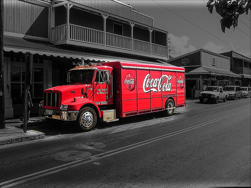 Retro Coca Cola Truck, Red, Big, Truck, Retro, Coca Cola, HD wallpaper