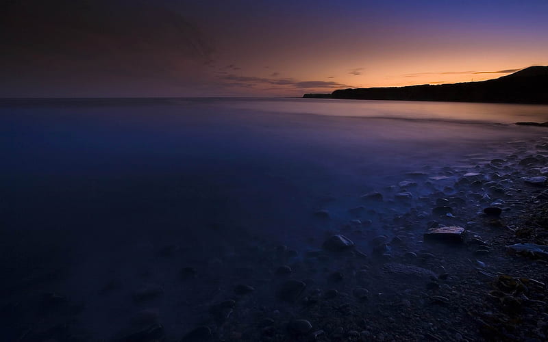 stones coast twilight water-s, HD wallpaper