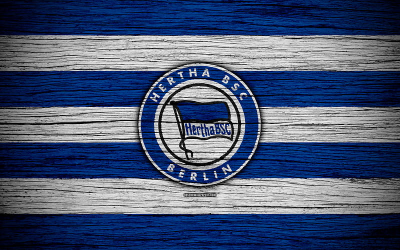Hertha Bundesliga, logo, Germany, wooden texture, FC Hertha, soccer, football, Hertha FC, HD wallpaper