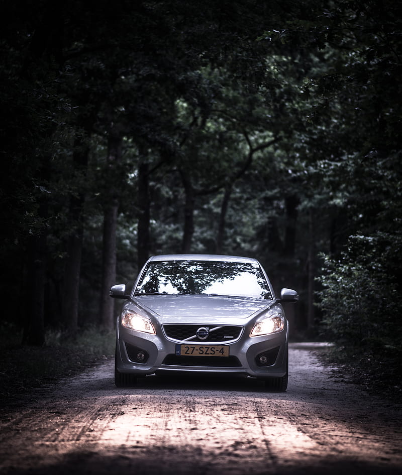 volvo, car, front view, road, HD phone wallpaper