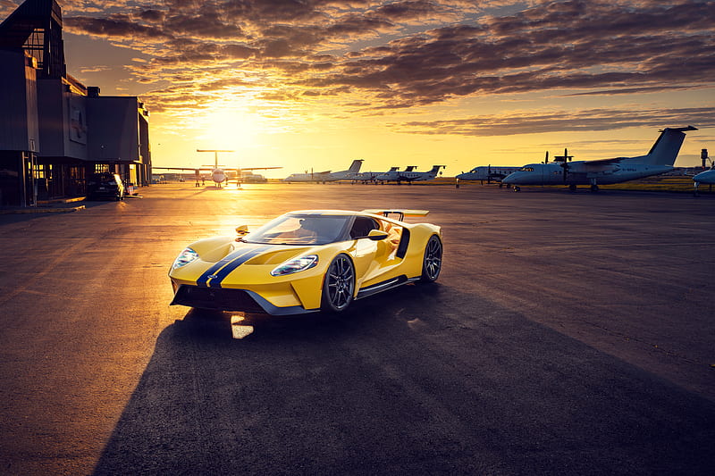 Yellow Ford Gt , ford-gt, ford, carros, behance, HD wallpaper