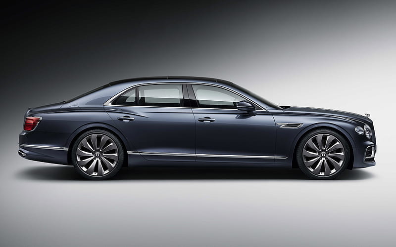 2020, Bentley Flying Spur, side view, gray luxury sedan, new gray Flying Spur, British cars, Bentley, HD wallpaper
