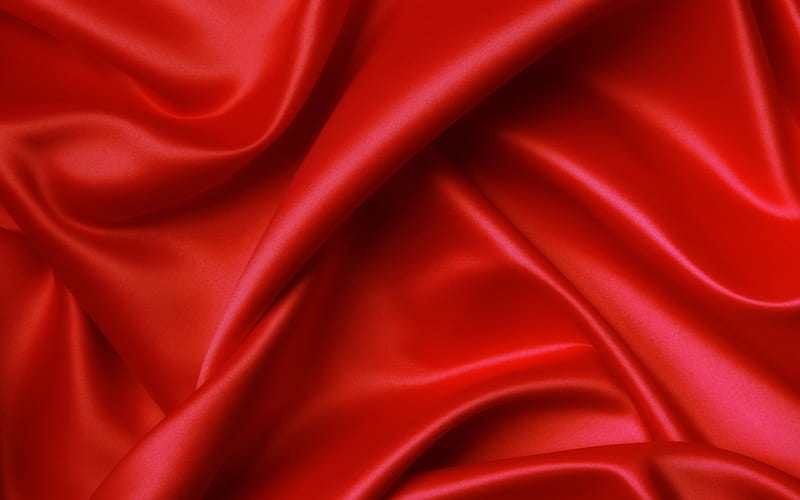 red silk fabric texture, red background, silk, red fabric, red satin, HD wallpaper